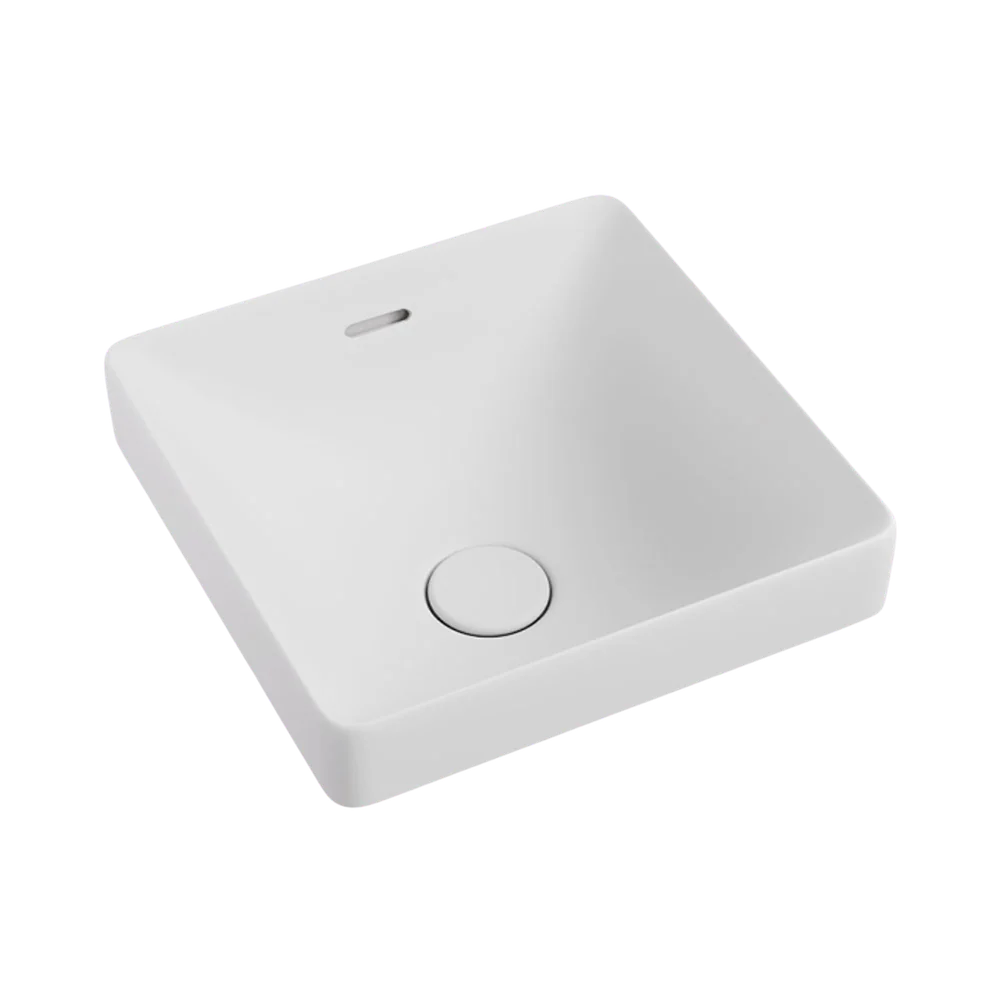 Fienza Aluca Square Semi-Inset Basin with Overflow Matte White