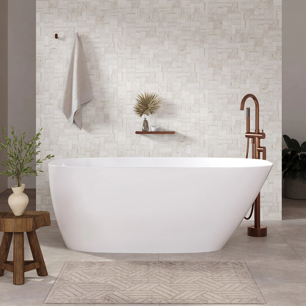 Fienza Athenia Freestanding Acrylic Bath 1700mm with Overflow White - Image 2