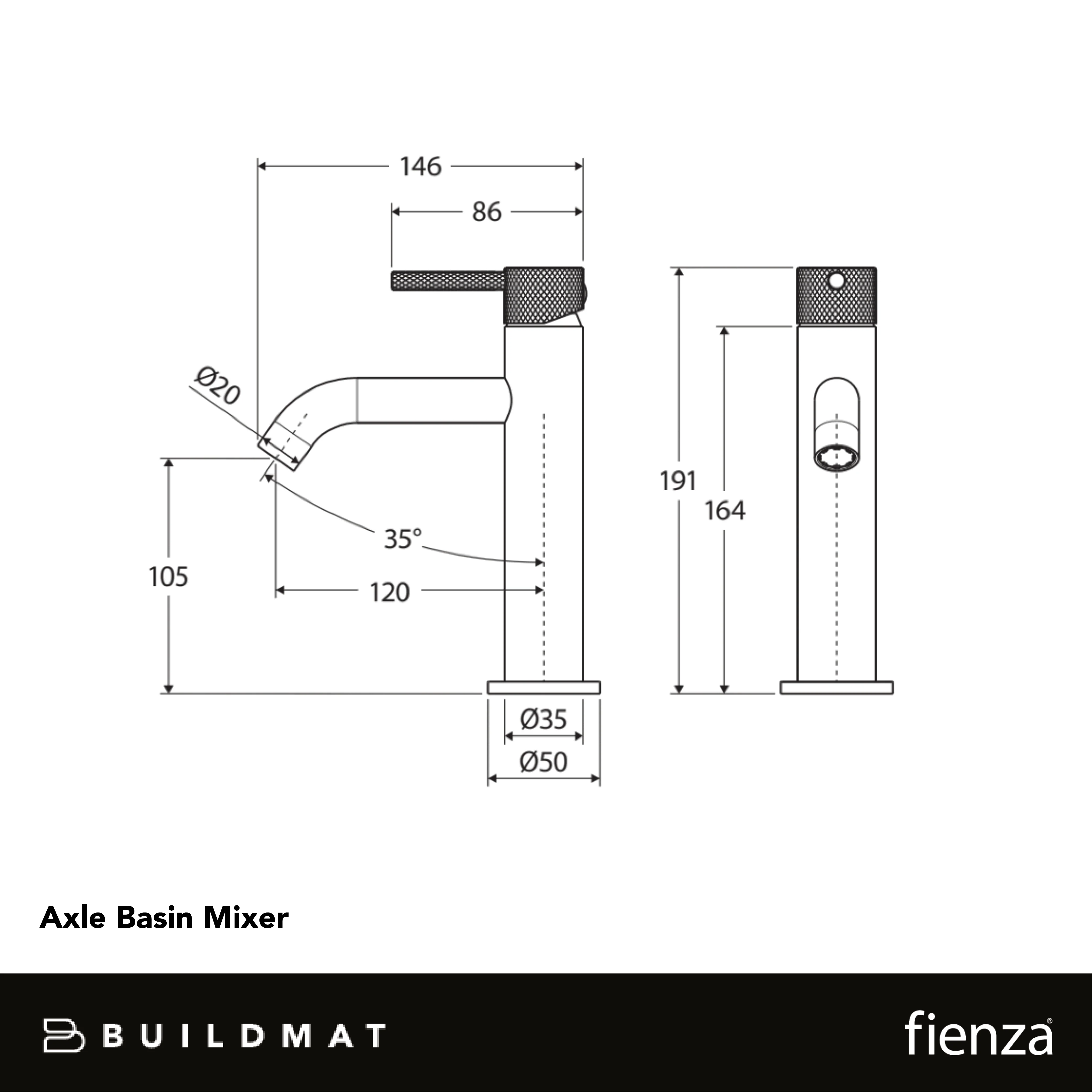 Fienza Axle Basin Mixer Urban Brass Lead Free - Image 4