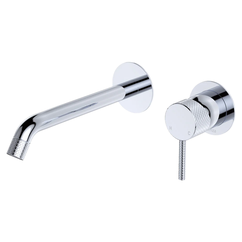 Fienza Axle Wall Basin Mixer Set Round Plates 200mm Outlet Chrome - Image 3