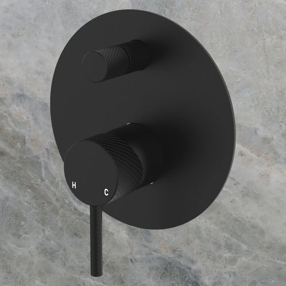 Fienza Axle Wall Diverter Mixer Large Round Plate Matte Black Lead Free - Image 2