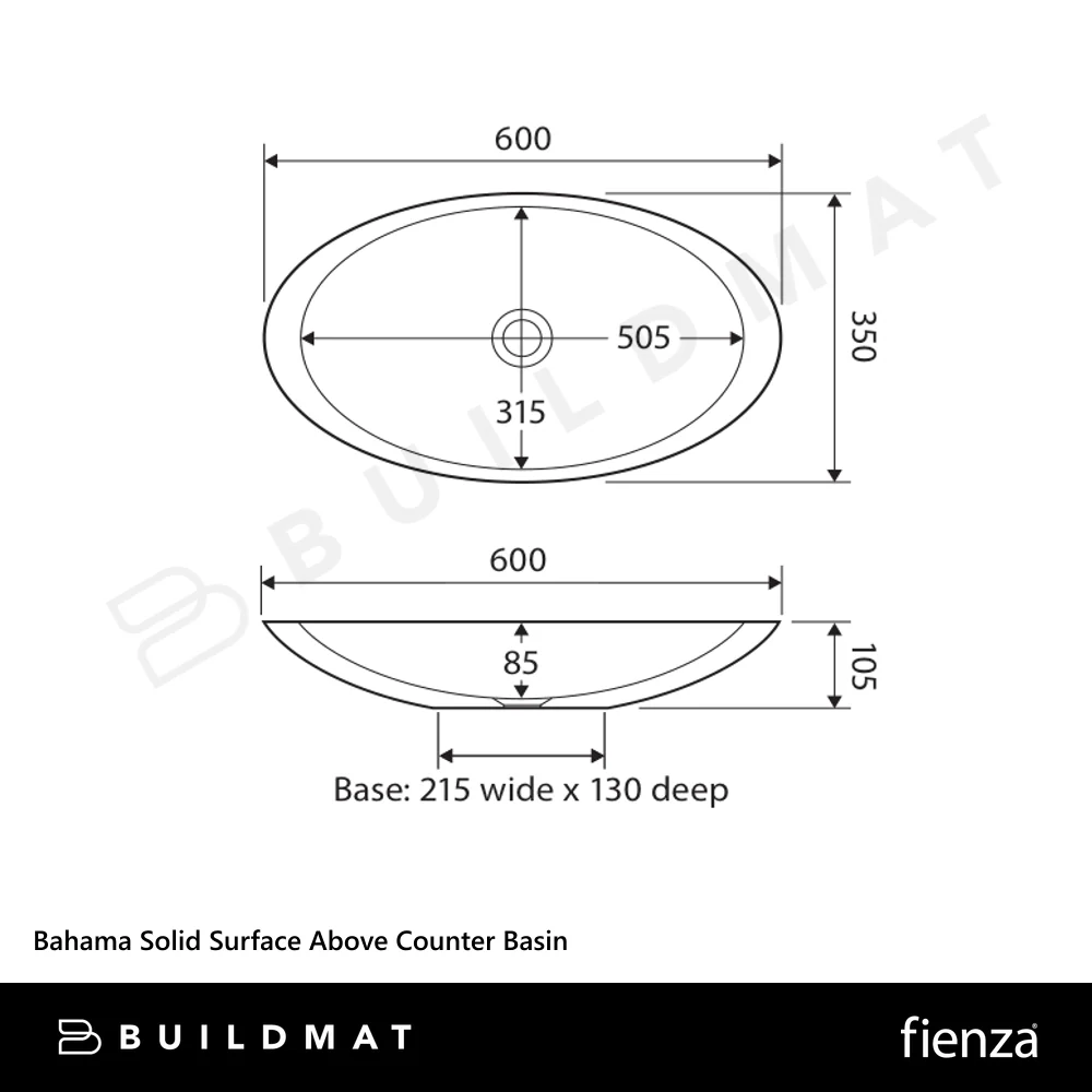 Fienza Bahama Solid Surface Above Counter Basin Matte Black - Image 4
