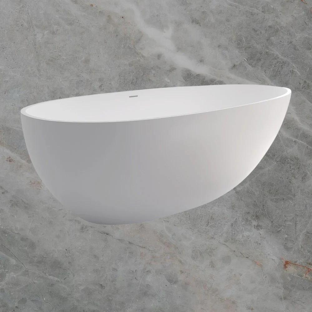 Fienza Bahama Solid Surface Bath 1500mm with Overflow Matte White - Image 2