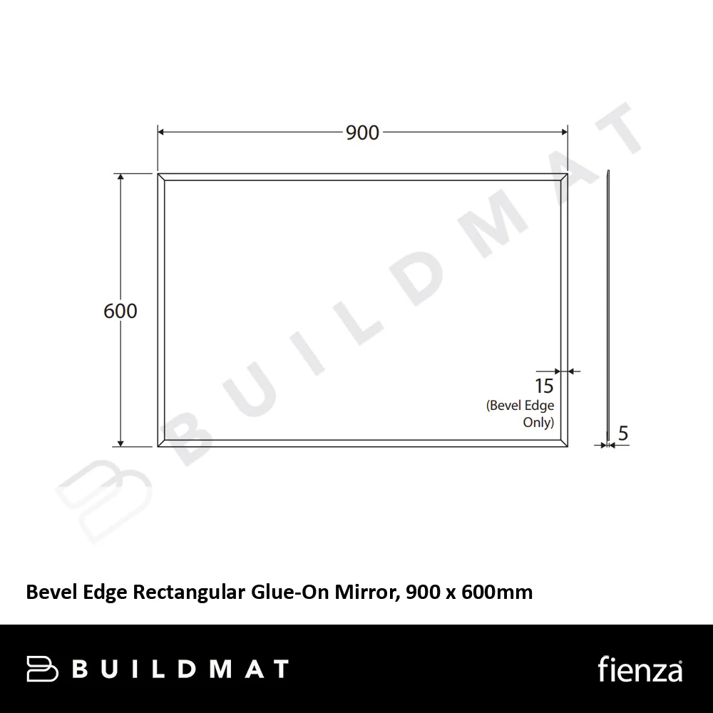 Fienza Bevel Edge Rectangular Glue-On Mirror 900 x 600mm - Image 4