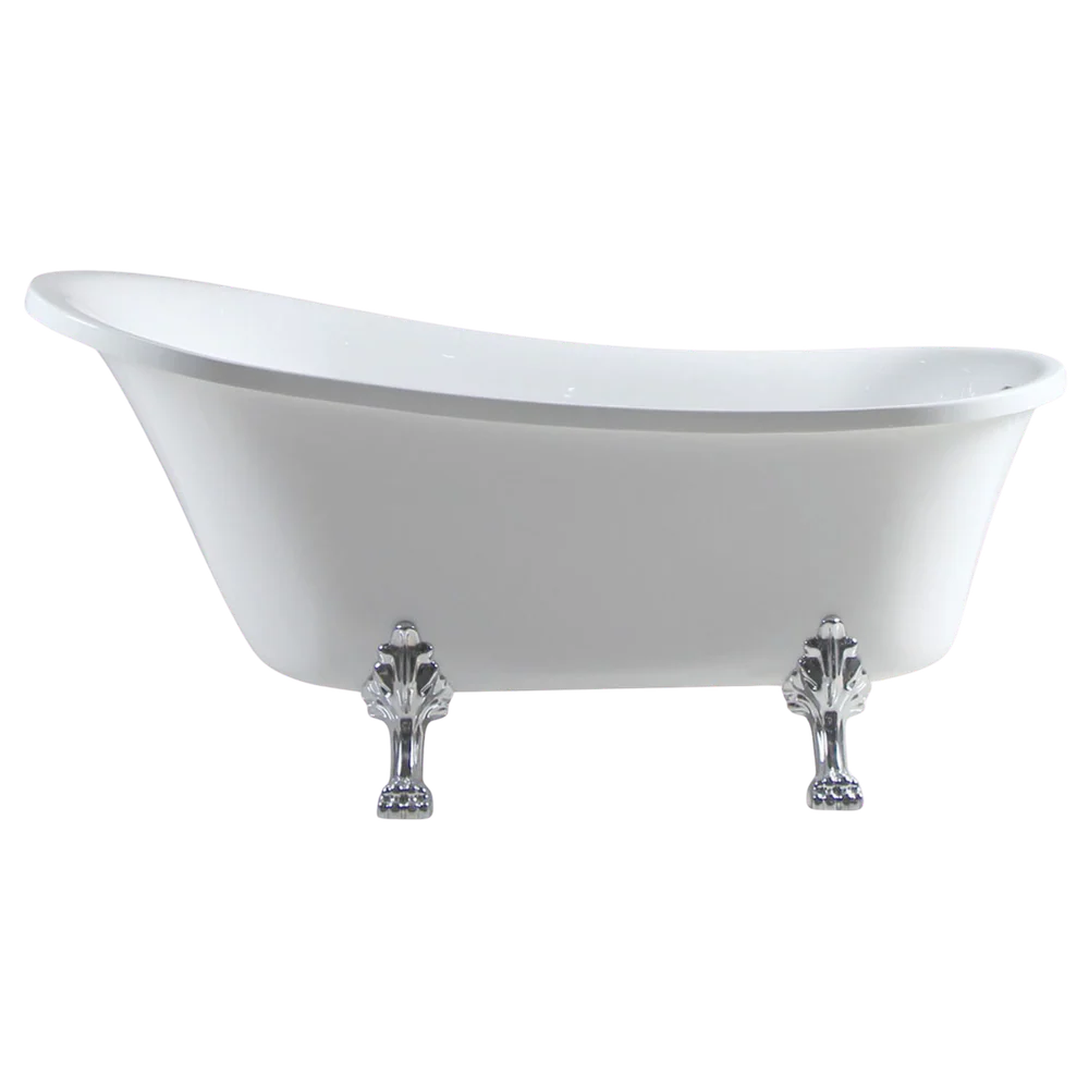 Fienza Clawfoot 1700mm Freestanding Bath with Overflow Gloss White - Image 3