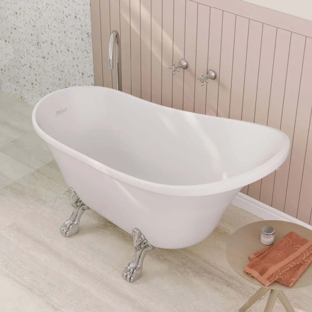 Fienza Clawfoot 1700mm Freestanding Bath with Overflow Gloss White - Image 5