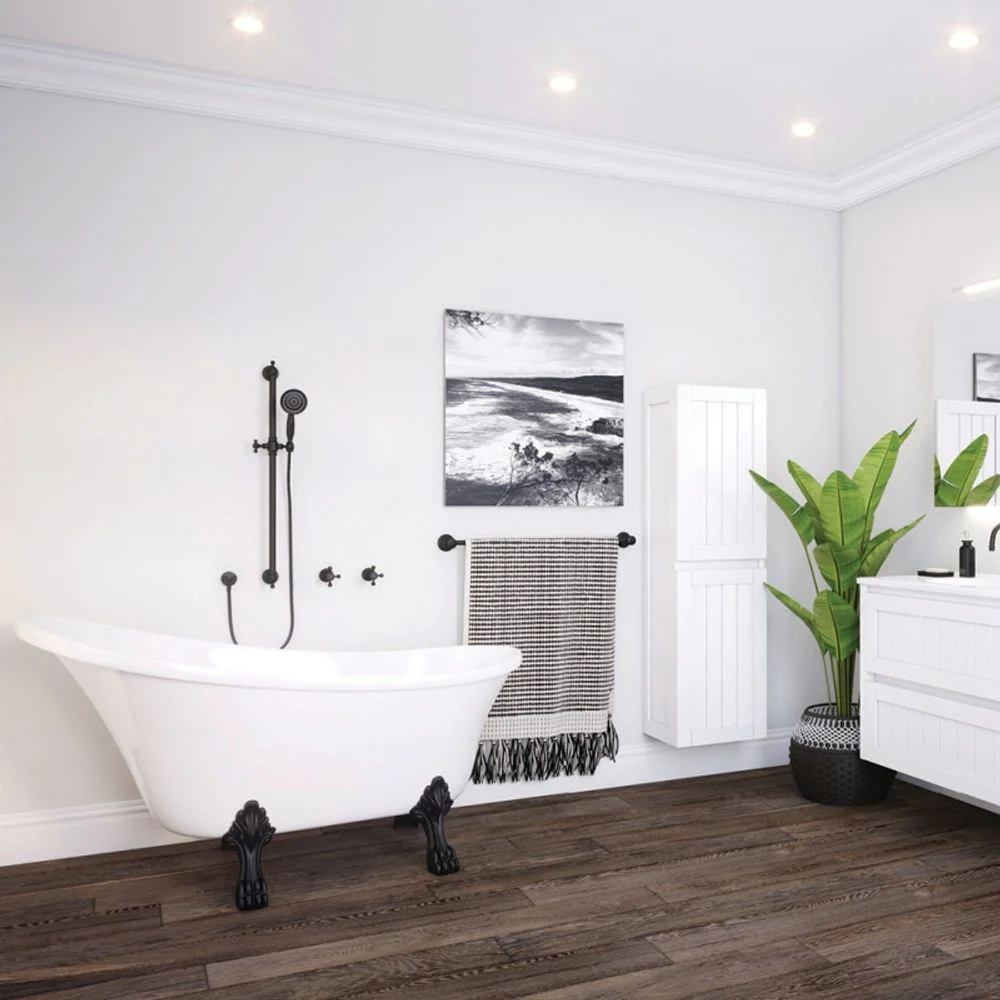 Fienza Clawfoot 1700mm Freestanding Bath with Overflow Gloss White - Image 6