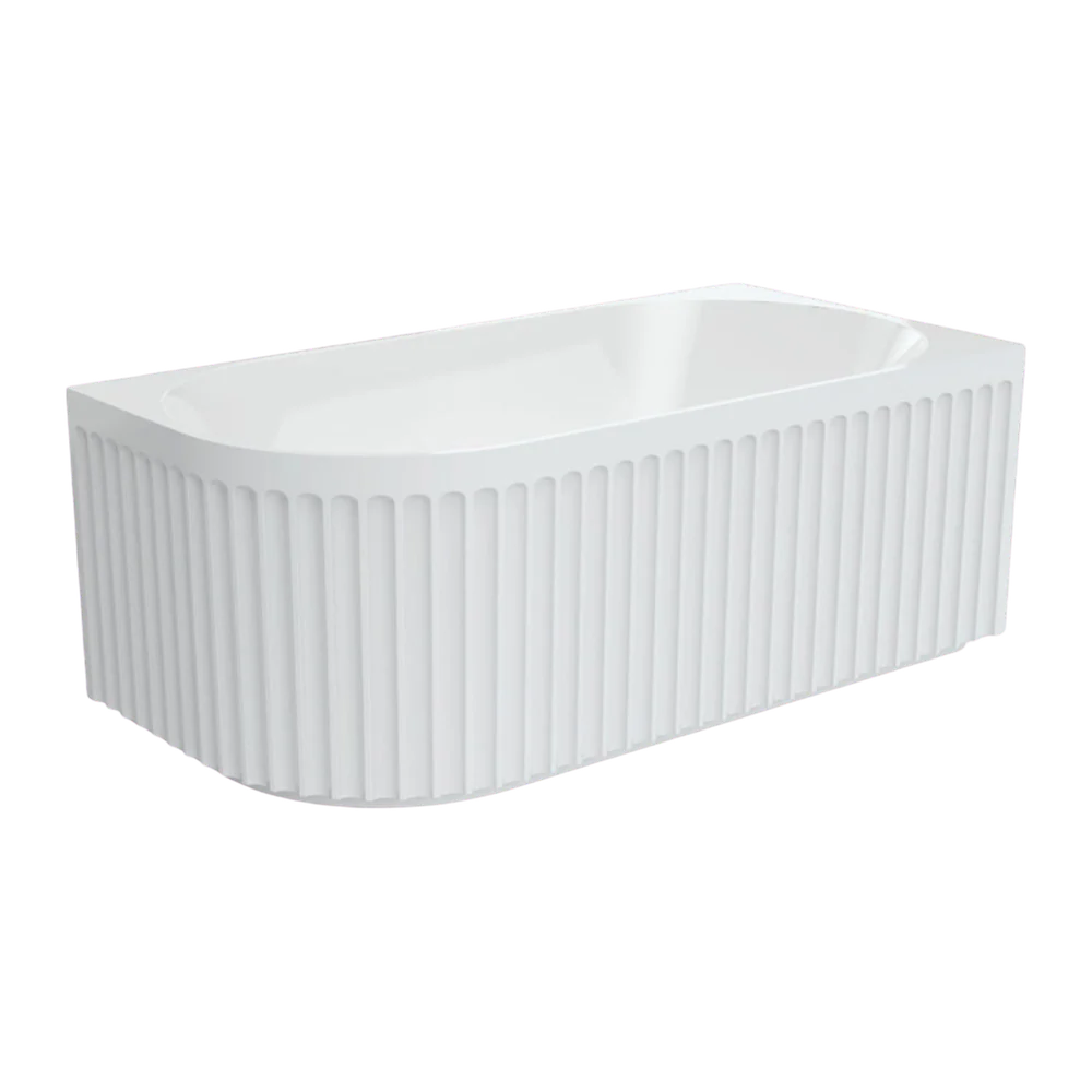 Fienza Eleanor 1500mm Fluted Acrylic Left Hand Corner Bath Gloss White - Image 3