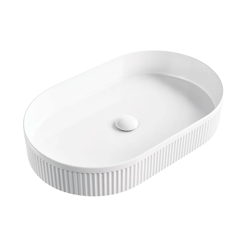 Fienza Eleanor Oval Above Counter Fluted Basin Gloss White - Image 3