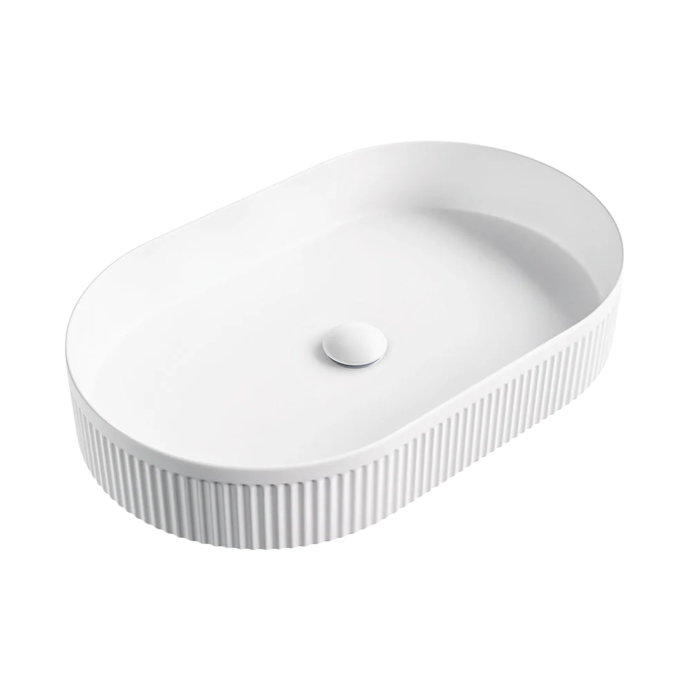 Fienza Eleanor Oval Above Counter Fluted Basin Matte White