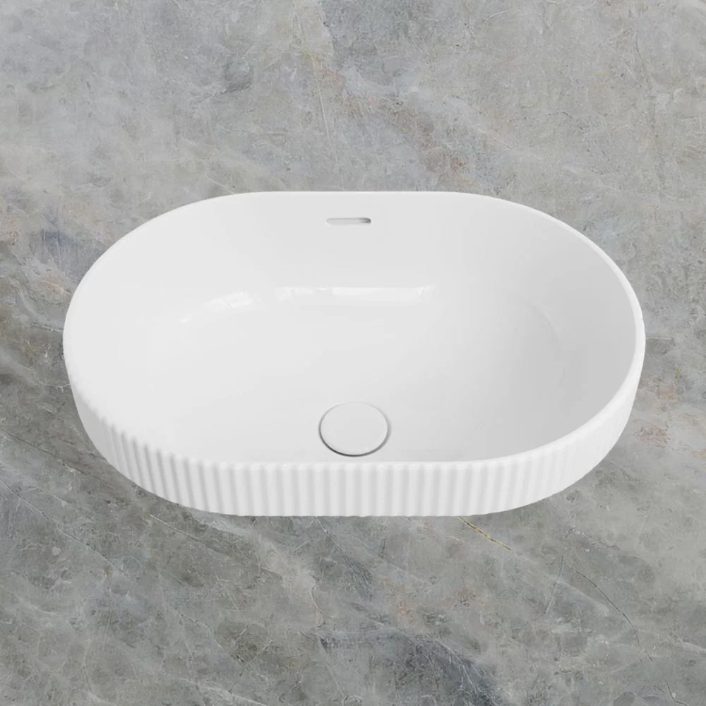 Fienza Eleanor Oval Semi-Inset Basin with Overflow Gloss White - Image 2
