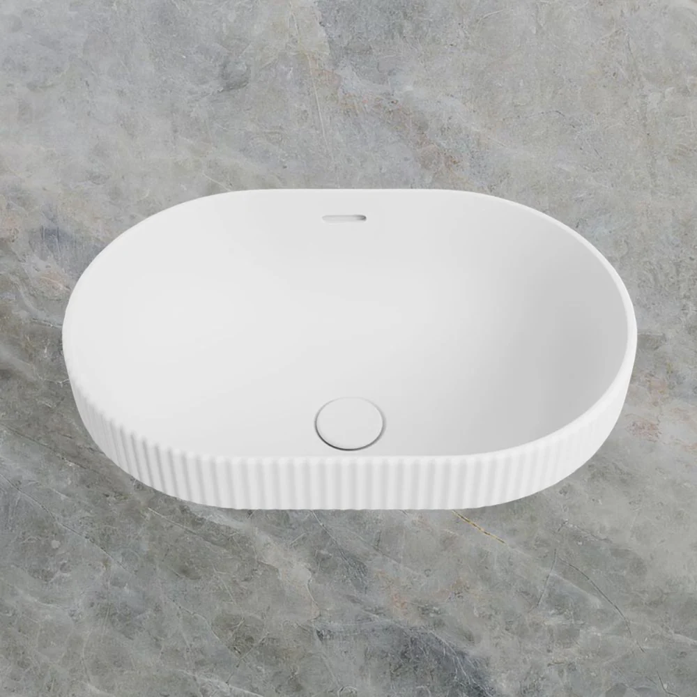 Fienza Eleanor Oval Semi-Inset Basin with Overflow Matte White - Image 2