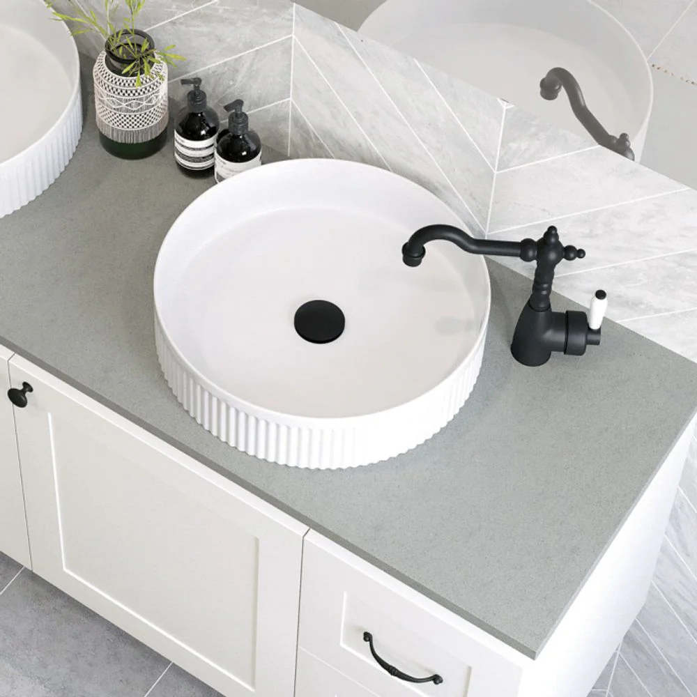 Fienza Eleanor Round Above Counter Fluted Basin Gloss White - Image 2