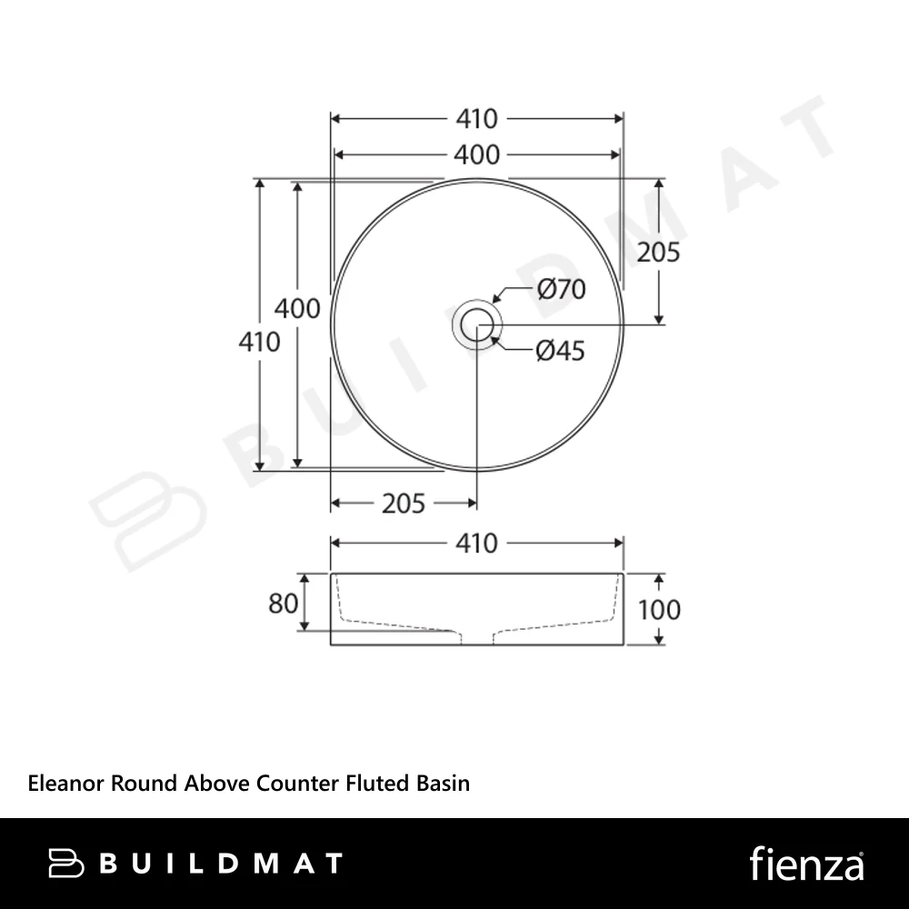 Fienza Eleanor Round Above Counter Fluted Basin Gloss White - Image 4