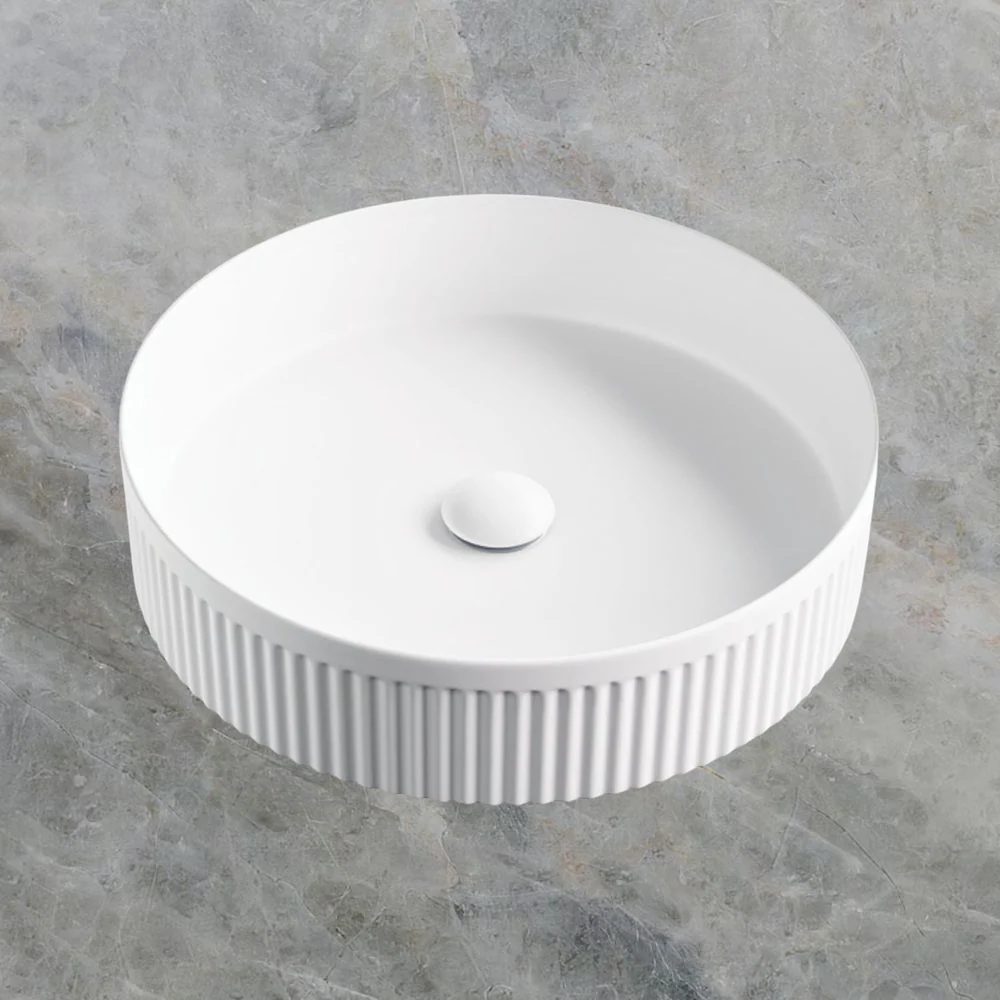 Fienza Eleanor Round Above Counter Fluted Basin Matte White - Image 2
