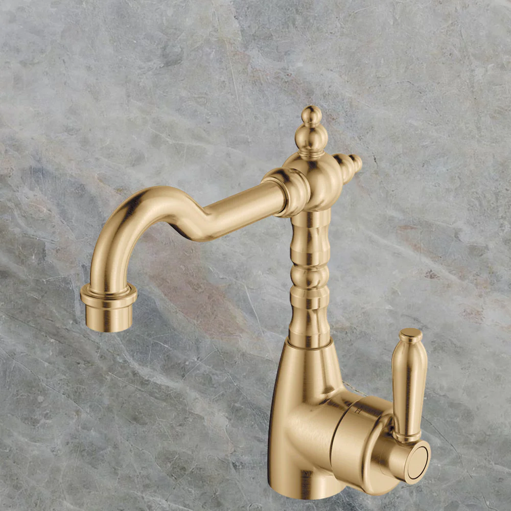 Fienza Eleanor Shepherds Crook Basin Mixer Urban Brass with Urban Brass Handle Lead Free - Image 2