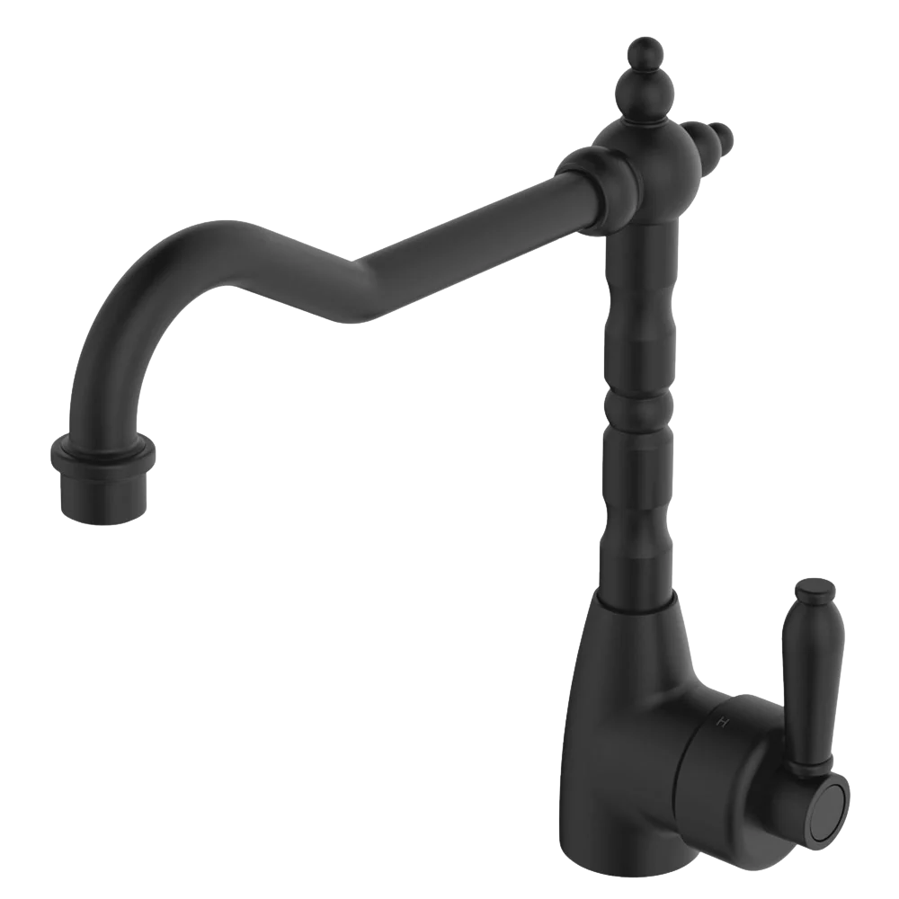 Fienza Eleanor Shepherds Crook Sink Mixer Matte Black Lead Free - Image 3