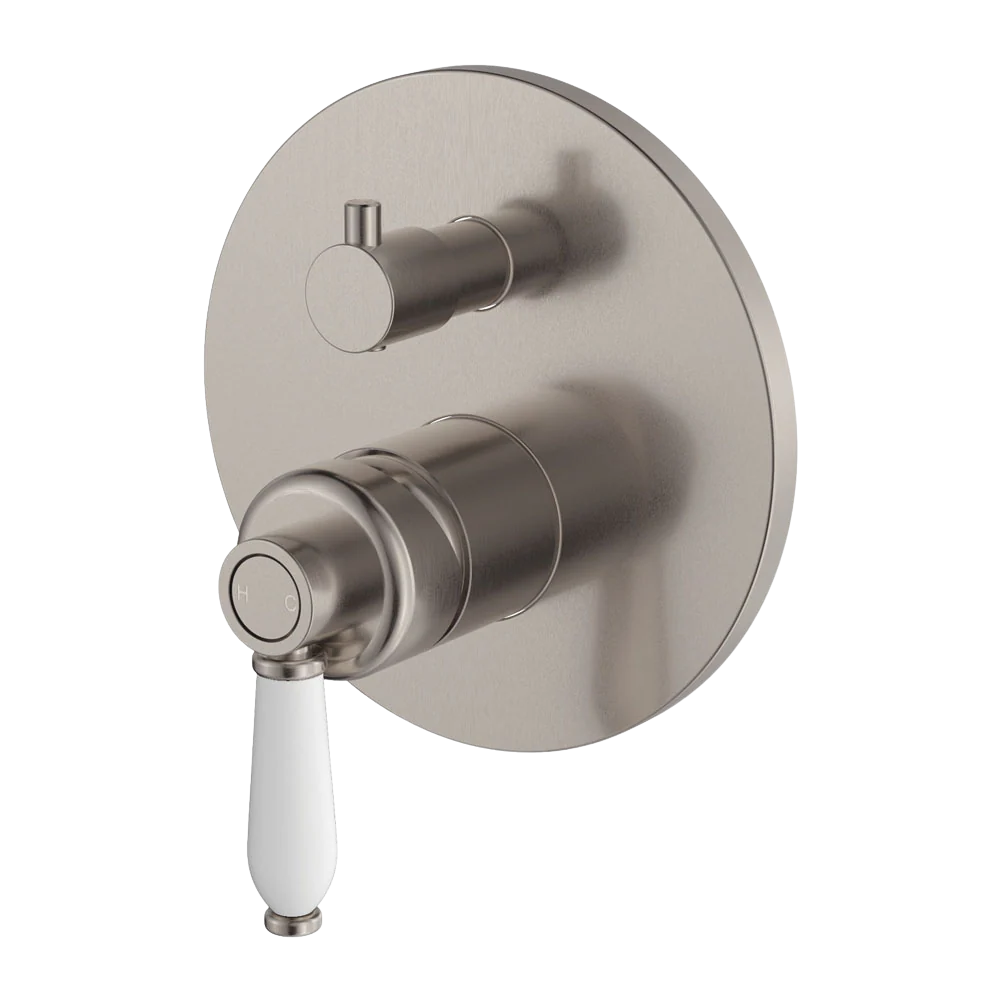 Fienza Eleanor Wall Diverter Mixer Brushed Nickel with Ceramic Handle - Image 3