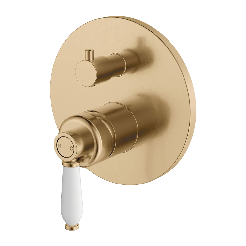 Fienza Eleanor Wall Diverter Mixer Urban Brass with Ceramic Handle - Image 3