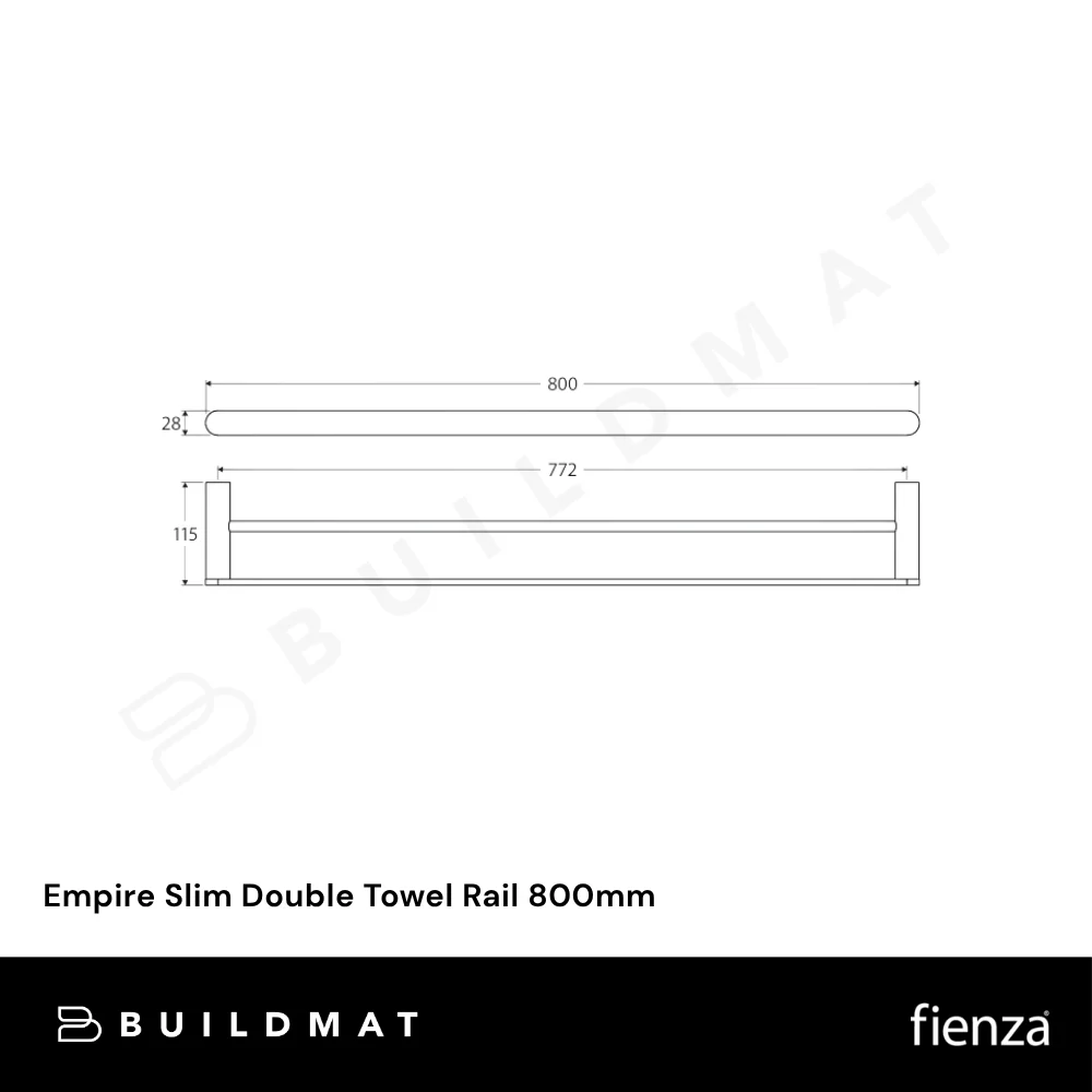 Fienza Empire Slim Double Towel Rail 800mm Gunmetal - Image 4