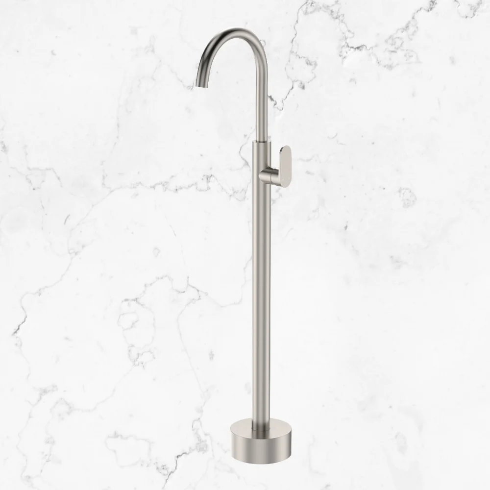 Fienza Empire Slim Floor Mounted Basin/Bath Mixer Brushed Nickel - Image 2