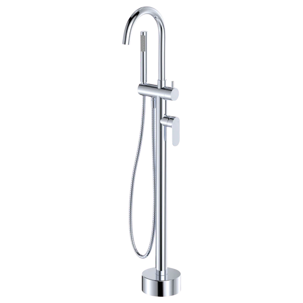 Fienza Empire Slim Floor Mounted Bath Mixer with Hand Shower Chrome - Image 3