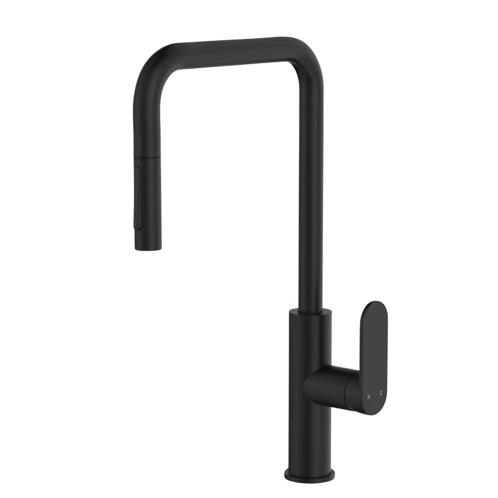 Fienza Empire Slim Pull Out Sink Mixer Matte Black Lead Free