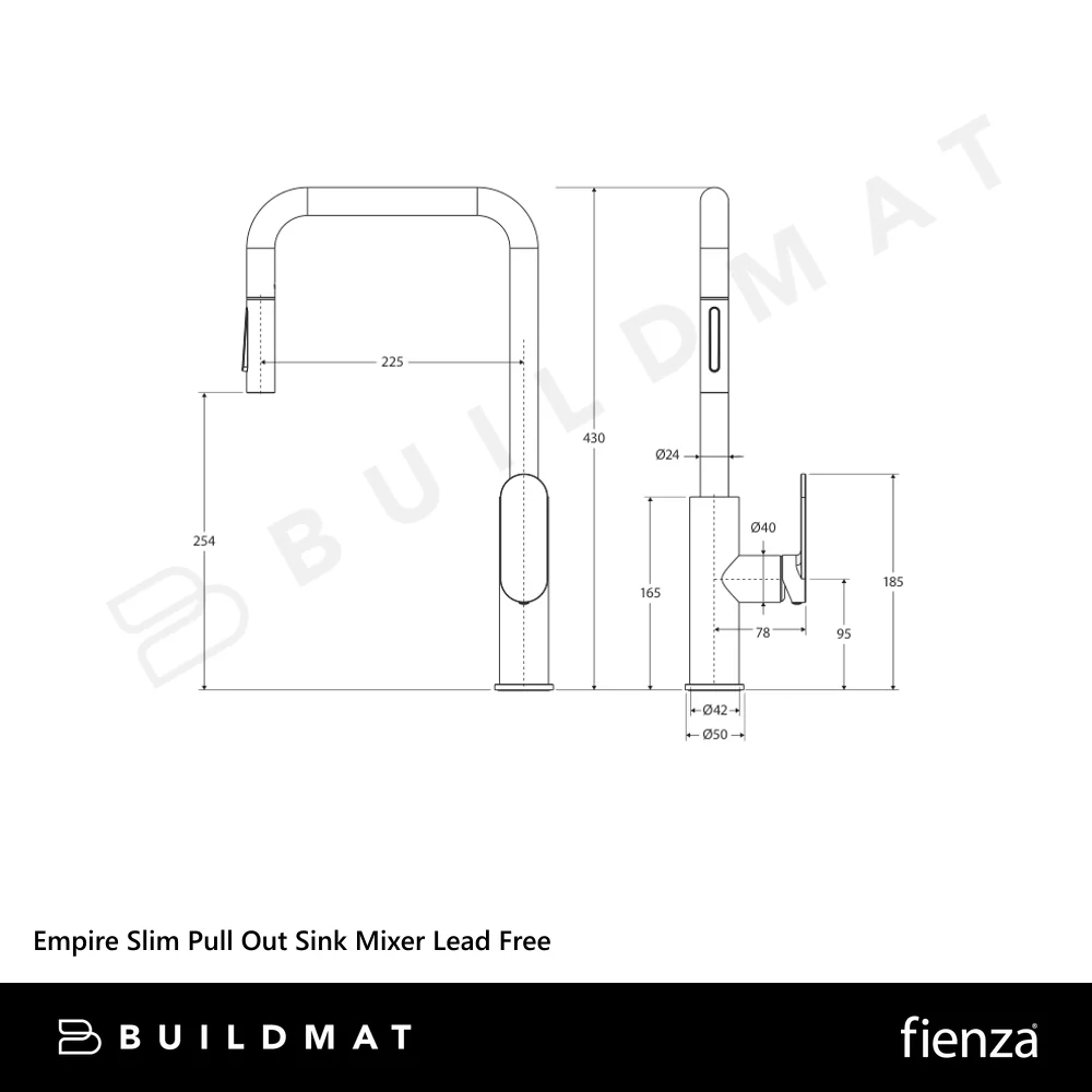 Fienza Empire Slim Pull Out Sink Mixer Matte Black Lead Free - Image 4