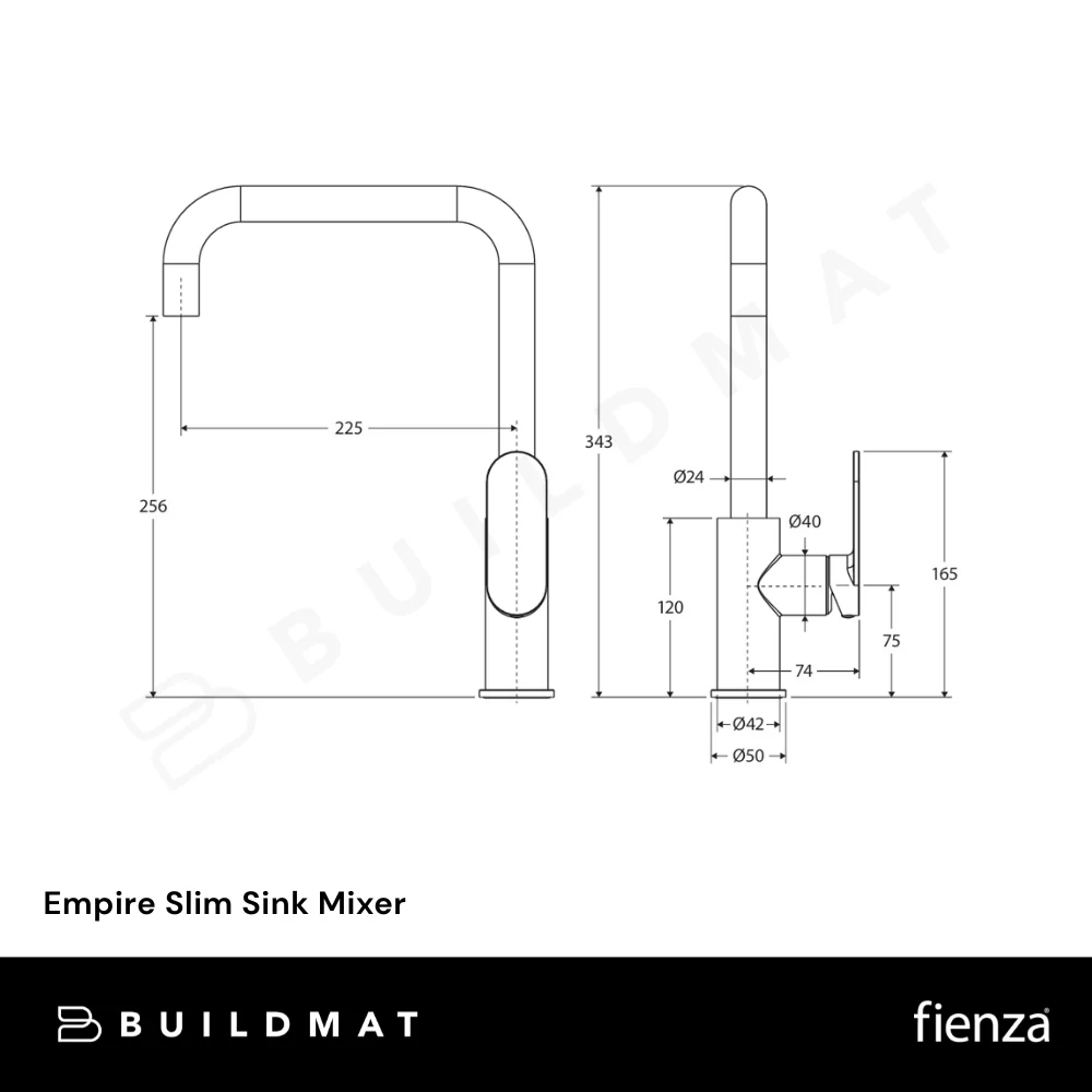 Fienza Empire Slim Sink Mixer Gunmetal - Image 4