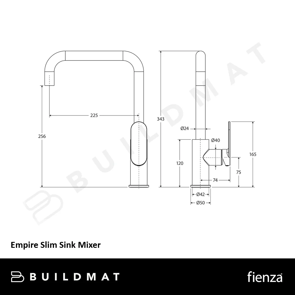 Fienza Empire Slim Sink Mixer Urban Brass - Image 4