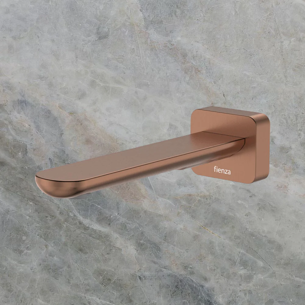 Fienza Empire Slim Wall Basin/Bath Outlet 180mm Square Plate Brushed Copper Lead Free - Image 2