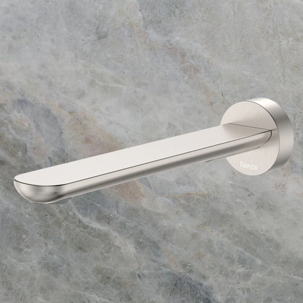 Fienza Empire Slim Wall Bath/Basin Outlet 220mm Round Plate Brushed Nickel Lead Free - Image 2