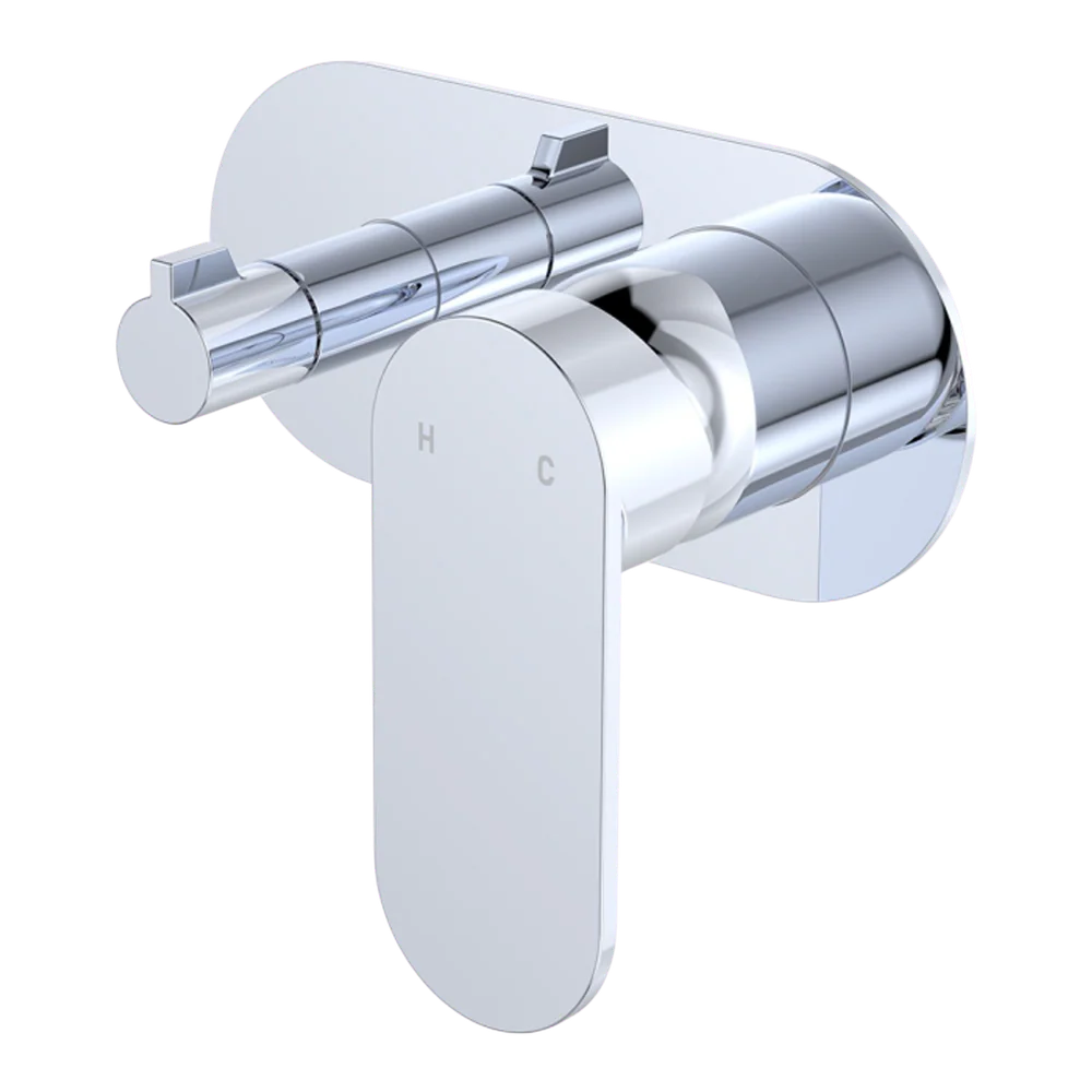 Fienza Empire Slim Wall Diverter Mixer Large Oval Plate Horizontal Chrome Lead Free - Image 3