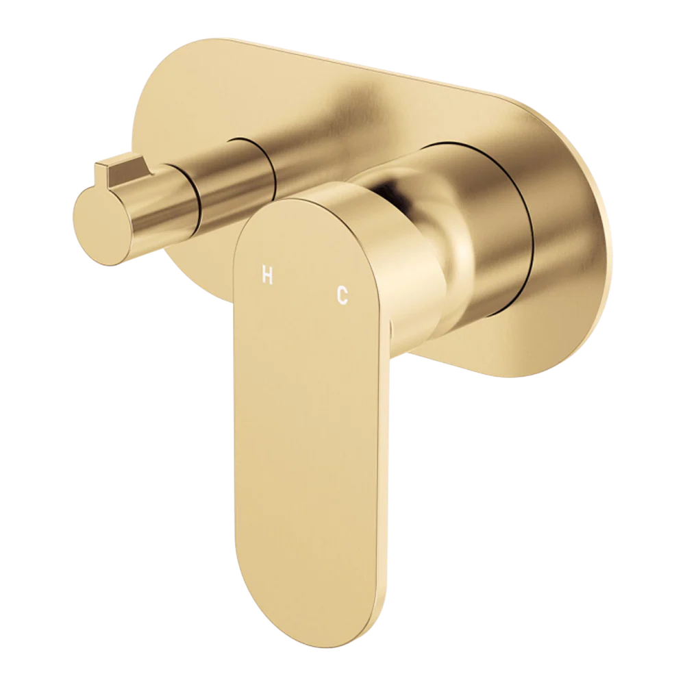 Fienza Empire Slim Wall Diverter Mixer Large Oval Plate Horizontal Urban Brass Lead Free - Image 3