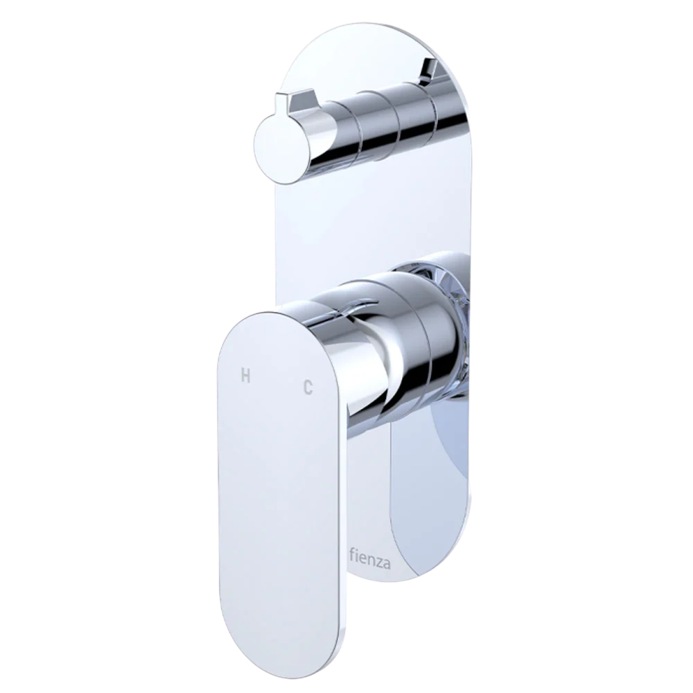 Fienza Empire Slim Wall Diverter Mixer Large Oval Plate Vertical Chrome Lead Free - Image 3