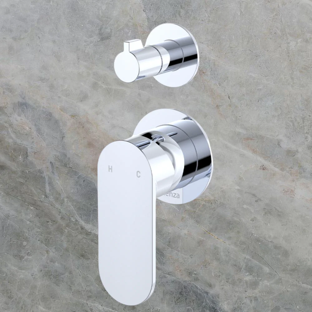 Fienza Empire Slim Wall Diverter Mixer Small Round Plates Vertical Chrome Lead Free - Image 2