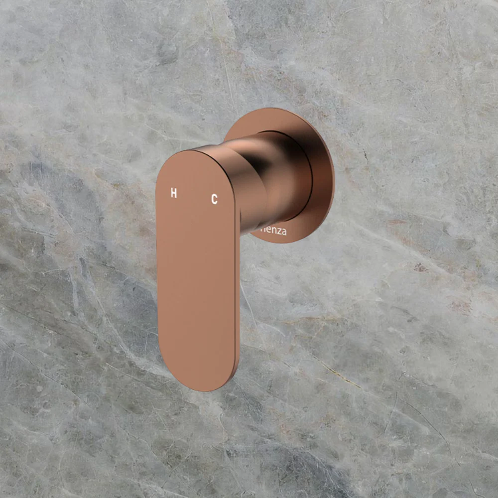 Fienza Empire Slim Wall Mixer Round Plate Brushed Copper Lead Free - Image 2