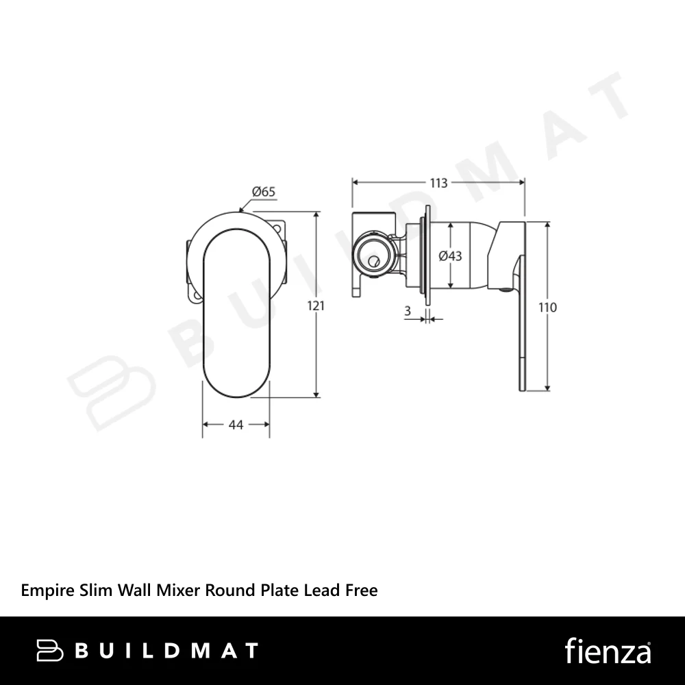 Fienza Empire Slim Wall Mixer Round Plate Brushed Copper Lead Free - Image 4