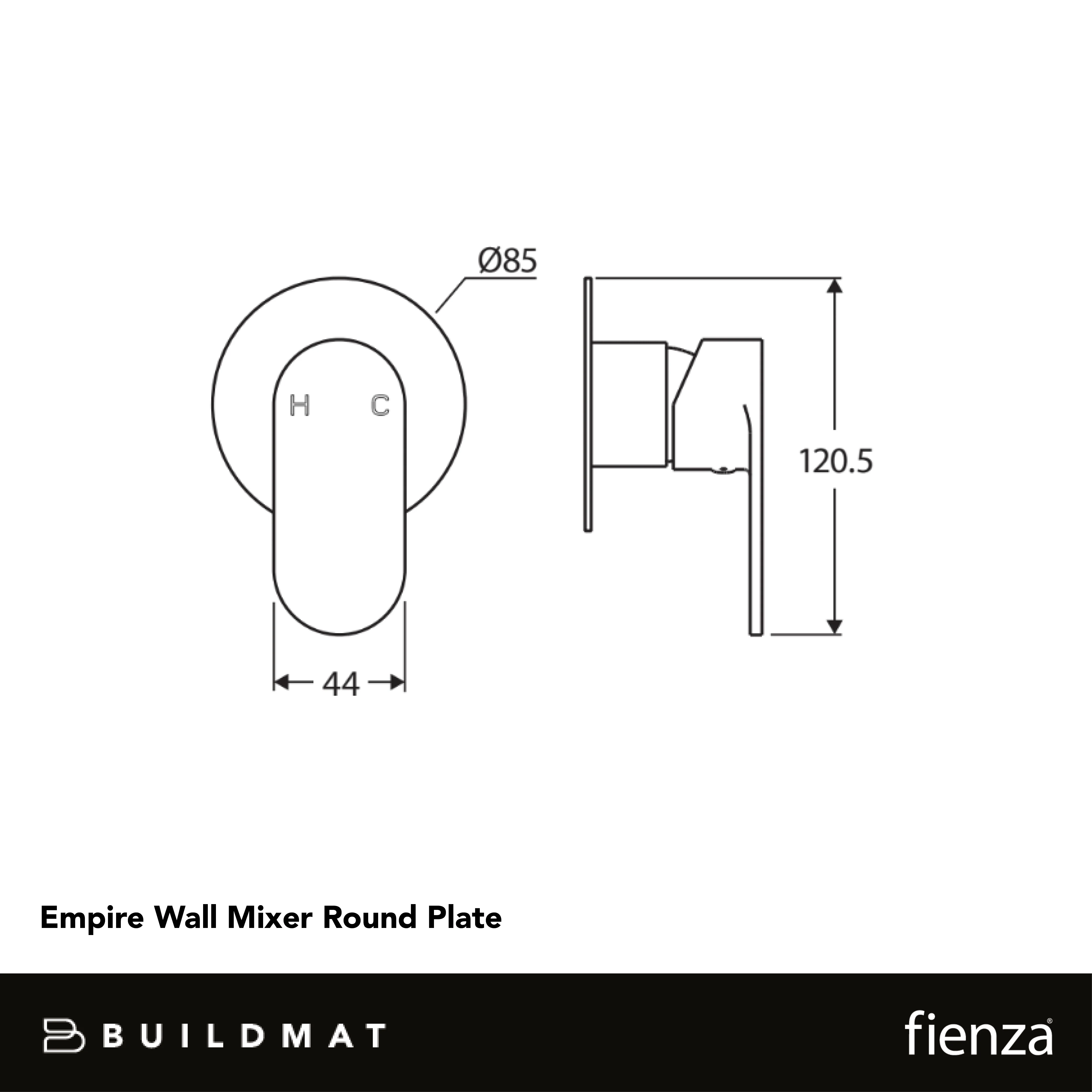 Fienza Empire Wall Mixer Round Plate Chrome - Image 4