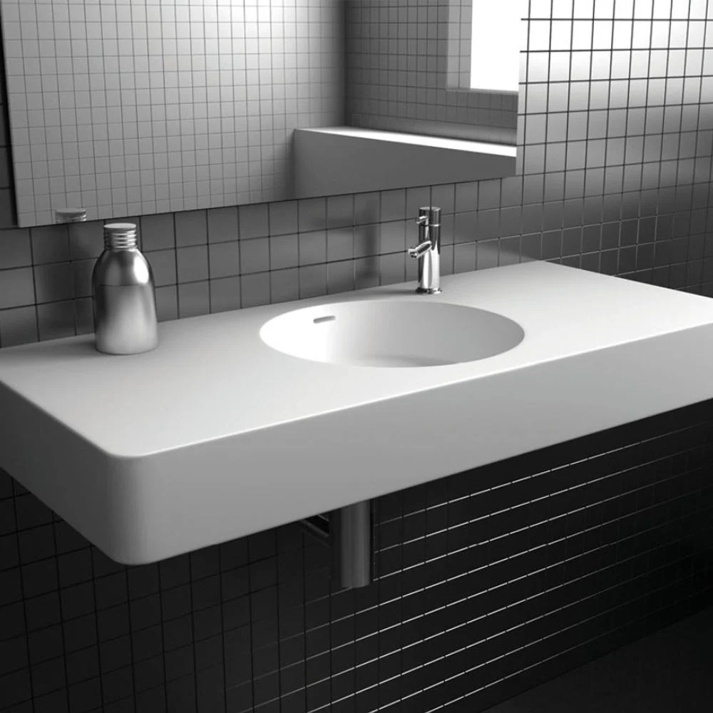 Fienza Encanto 1000mm Solid Surface Wall Hung Basin with Overflow 1 Tap Hole Matte White - Image 2