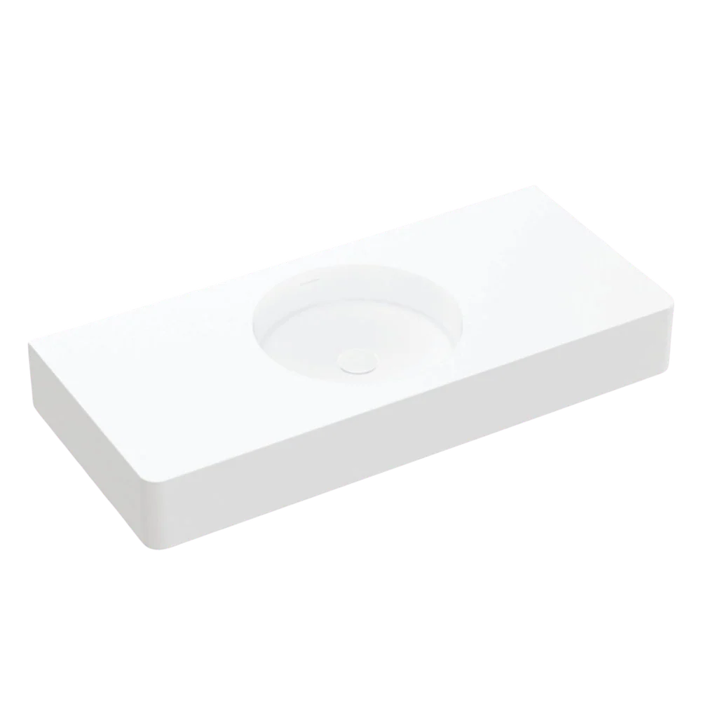 Fienza Encanto 1000mm Solid Surface Wall Hung Basin with Overflow Matte White - Image 3