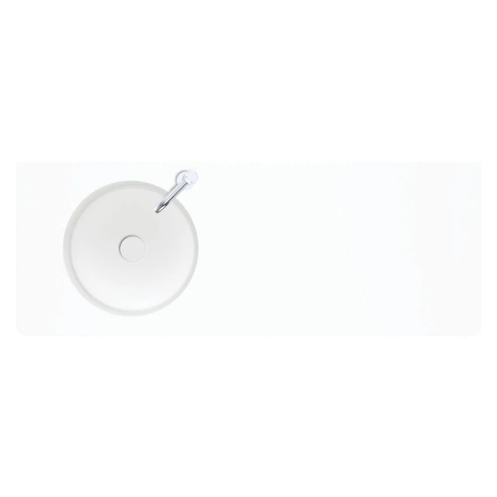 Fienza Encanto 1200mm Solid Surface Wall Hung Left Bowl Basin with Overflow 1 Tap Hole Matte White - Image 5