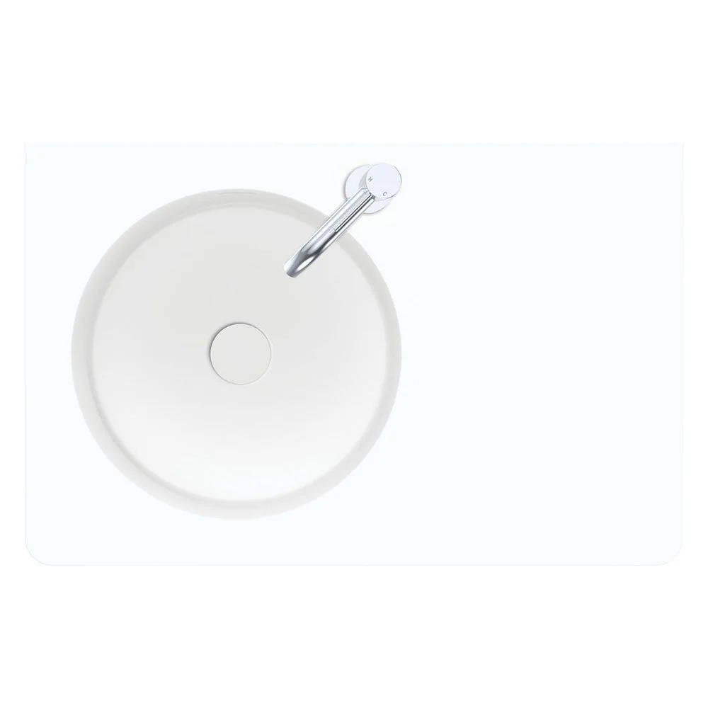 Fienza Encanto 700mm Solid Surface Wall Hung Left Bowl Basin with Overflow 1 Tap Hole Matte White - Image 5