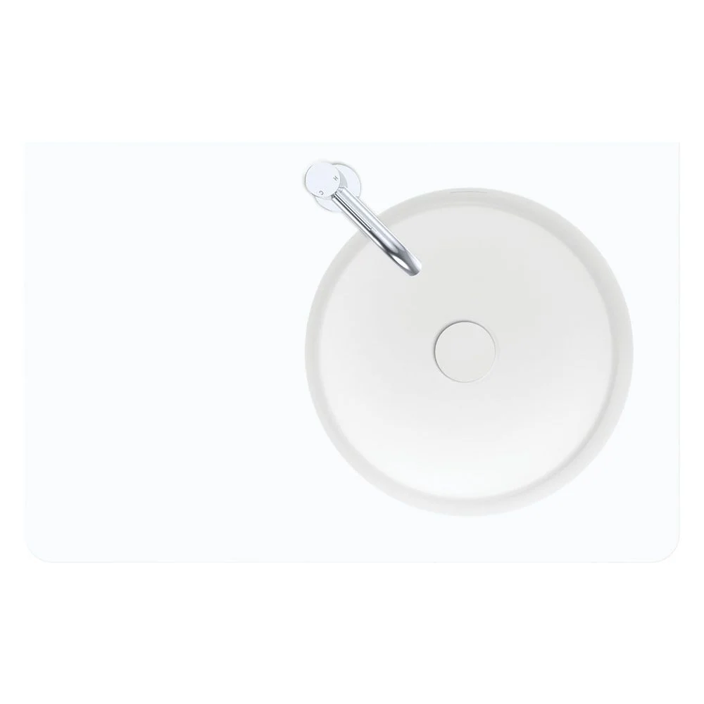 Fienza Encanto 700mm Solid Surface Wall Hung Right Bowl Basin with Overflow 1 Tap Hole Matte White - Image 5