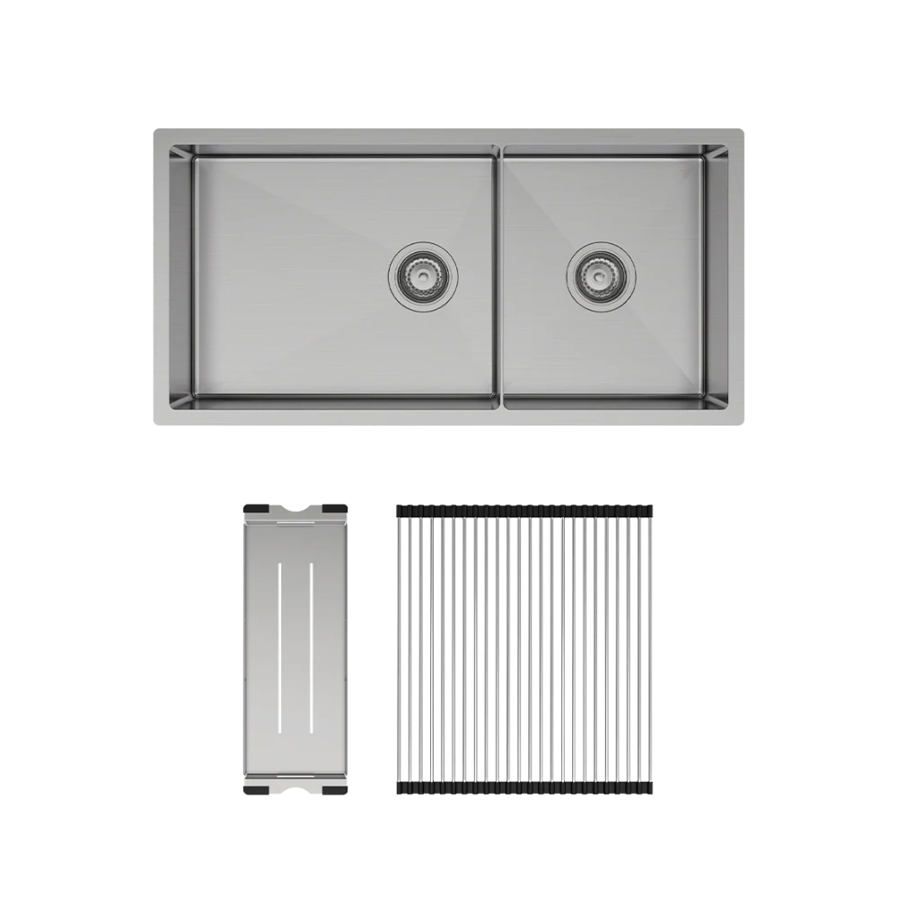 Fienza Hana 40L/27L Double Kitchen Sink Kit Stainless Steel - Image 3