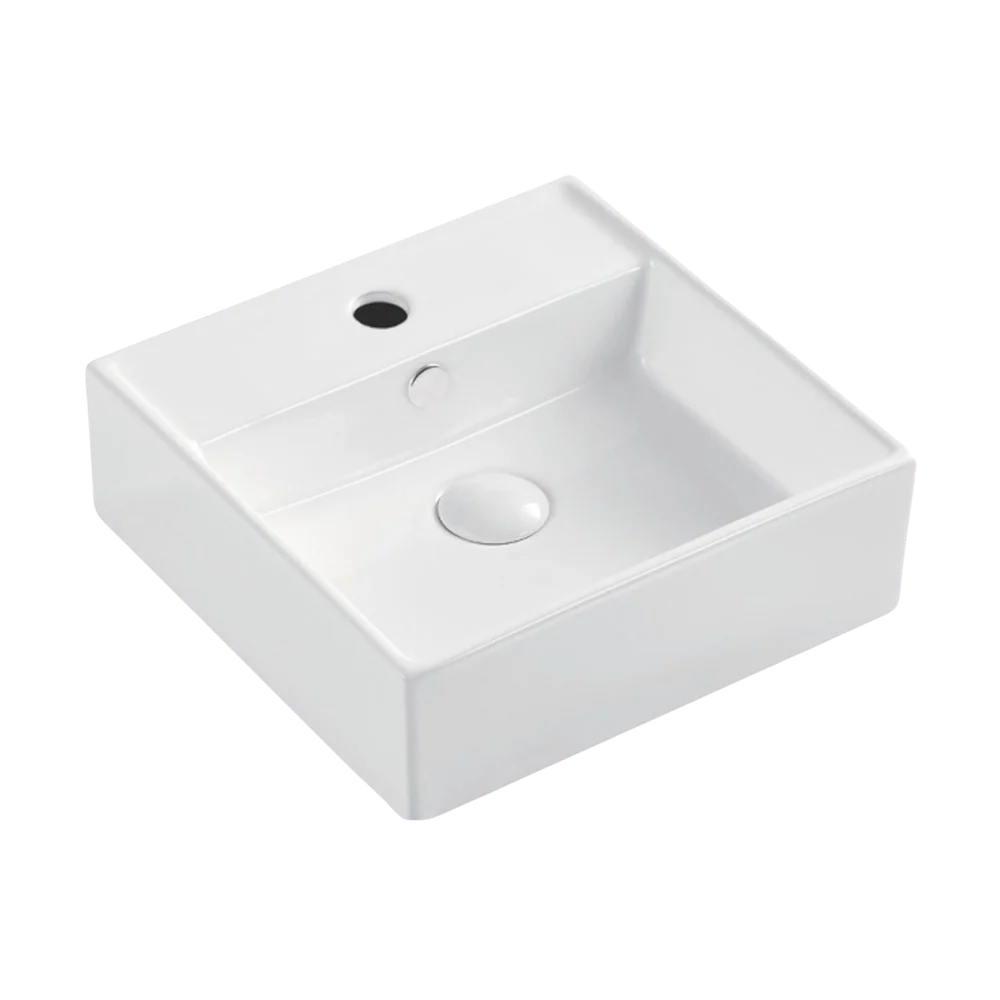Fienza Helen Junior Above Counter Basin with Overflow 1 Tap Hole Gloss White - Image 3