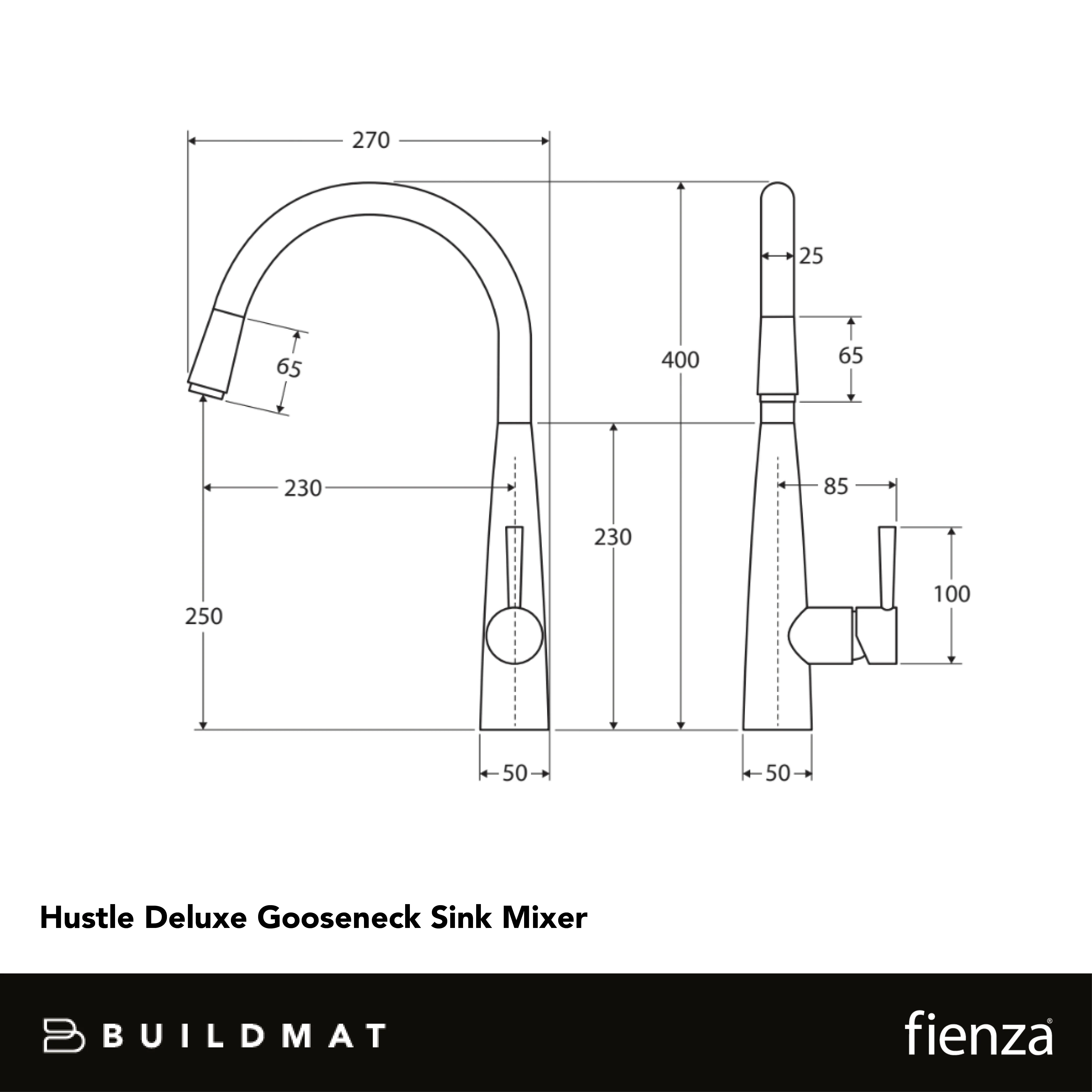 Fienza Hustle Deluxe Gooseneck Pull Out Kitchen Mixer Matte Black Lead Free - Image 4