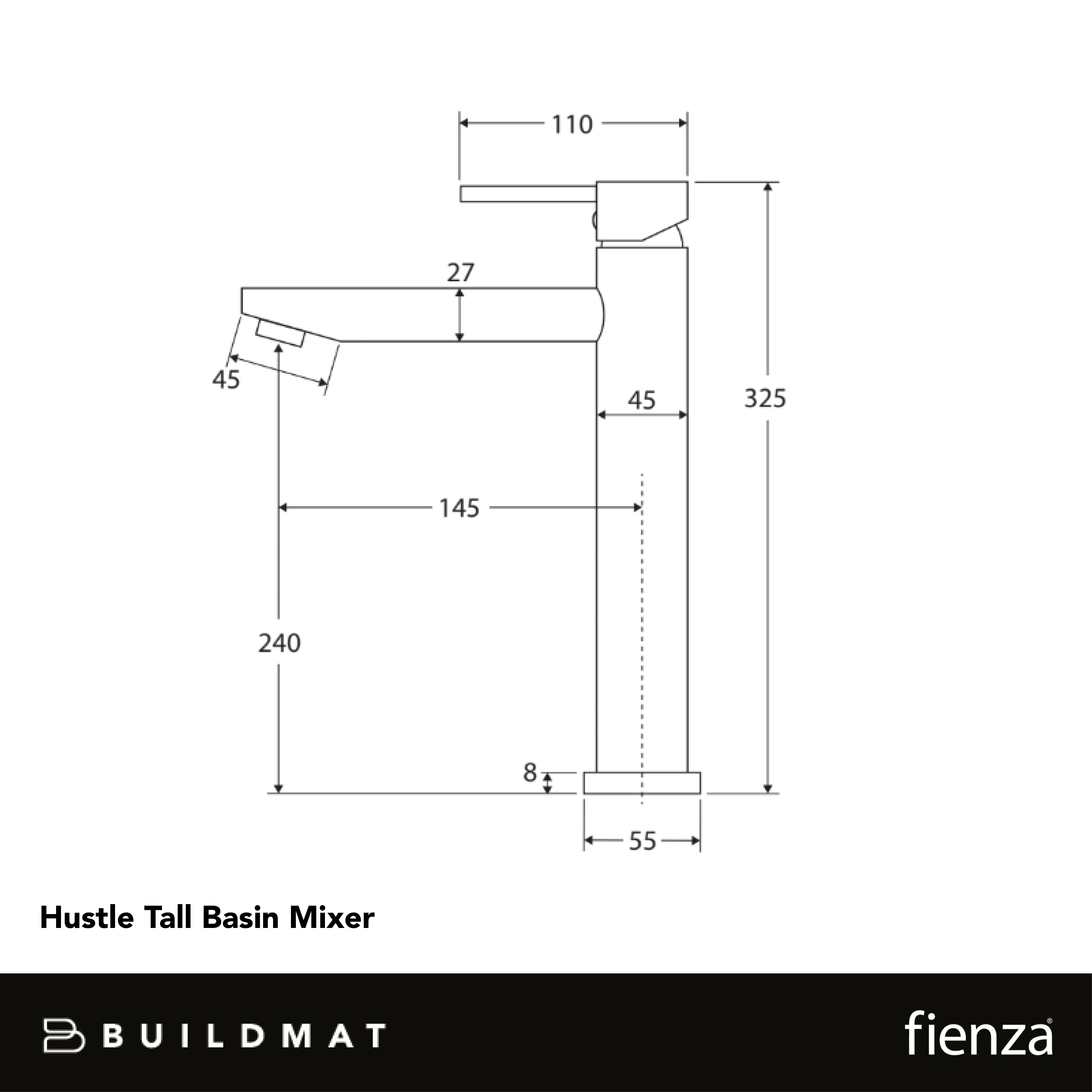 Fienza Hustle Tall Basin Mixer Matte Black - Image 4
