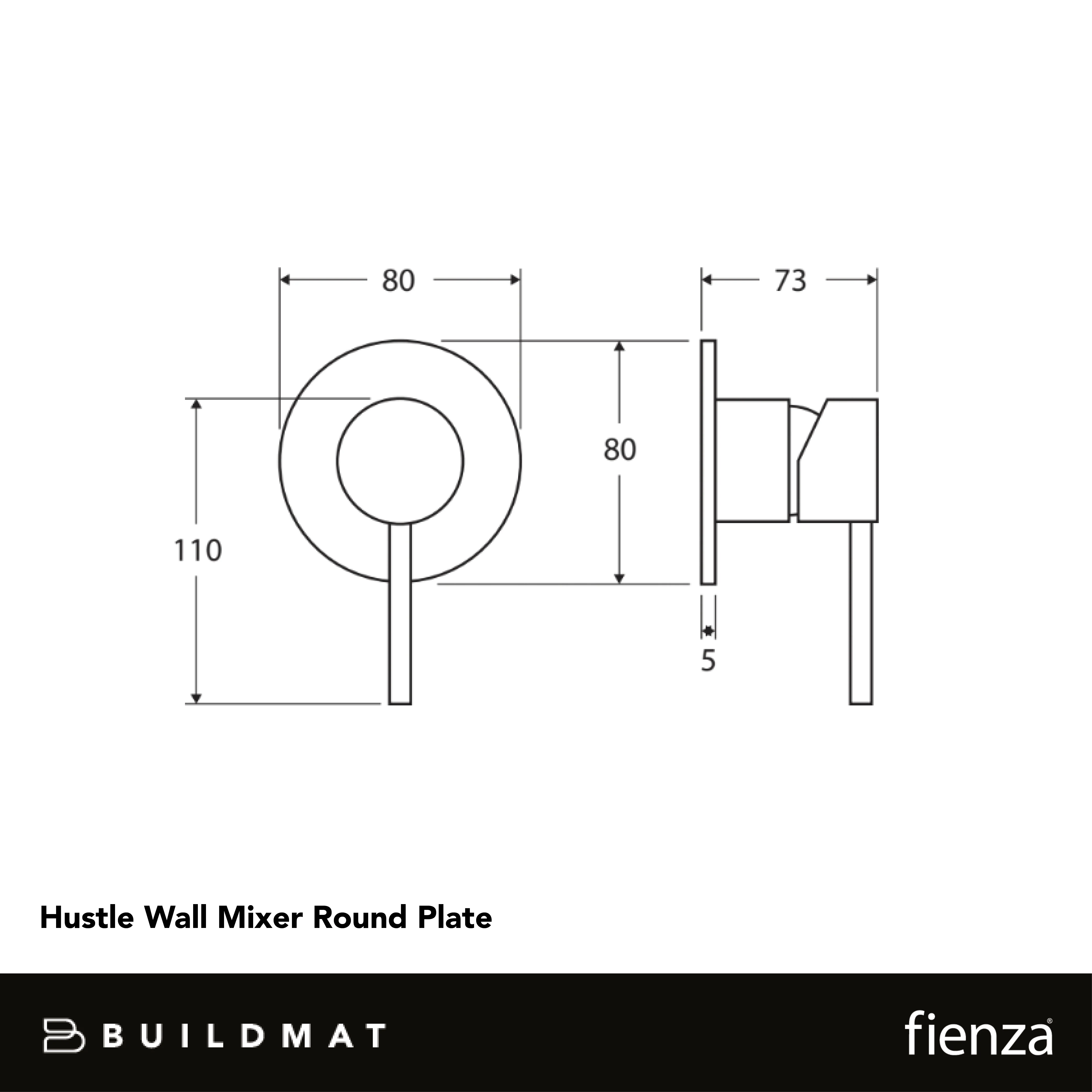 Fienza Hustle Wall Mixer Round Plate Matte Black - Image 4