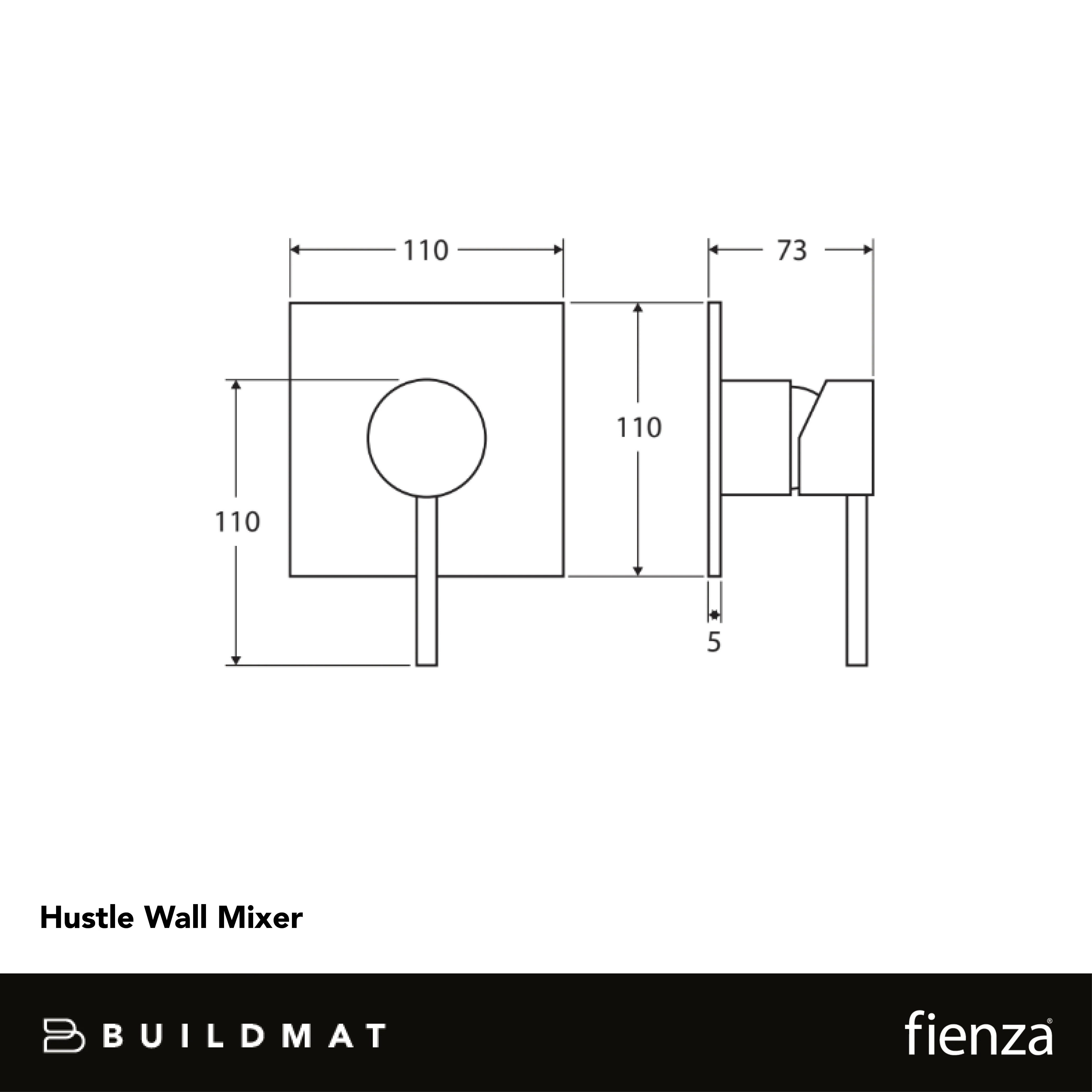 Fienza Hustle Wall Mixer Square Plate Matte Black - Image 4